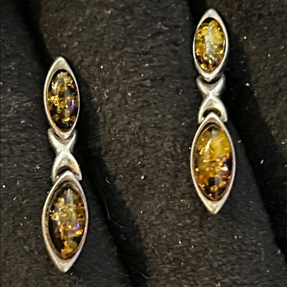 Elegant Silver and Amber Earrings